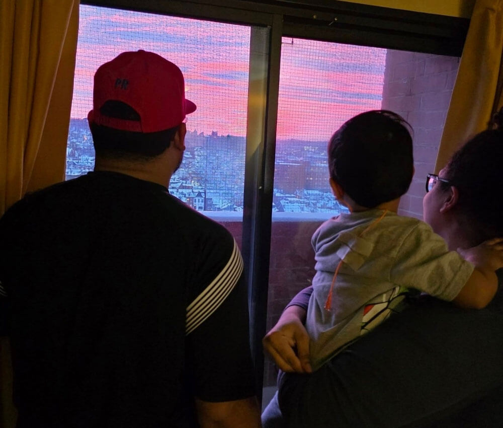 family at sunset