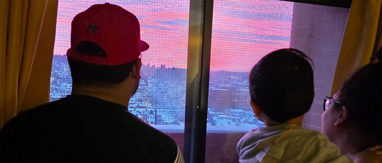 family at sunset